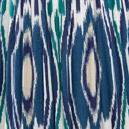 Izara 35cm Ocean Blue Ikat Mushroom Pleat Lampshade | Tapered Cotton Shade UK