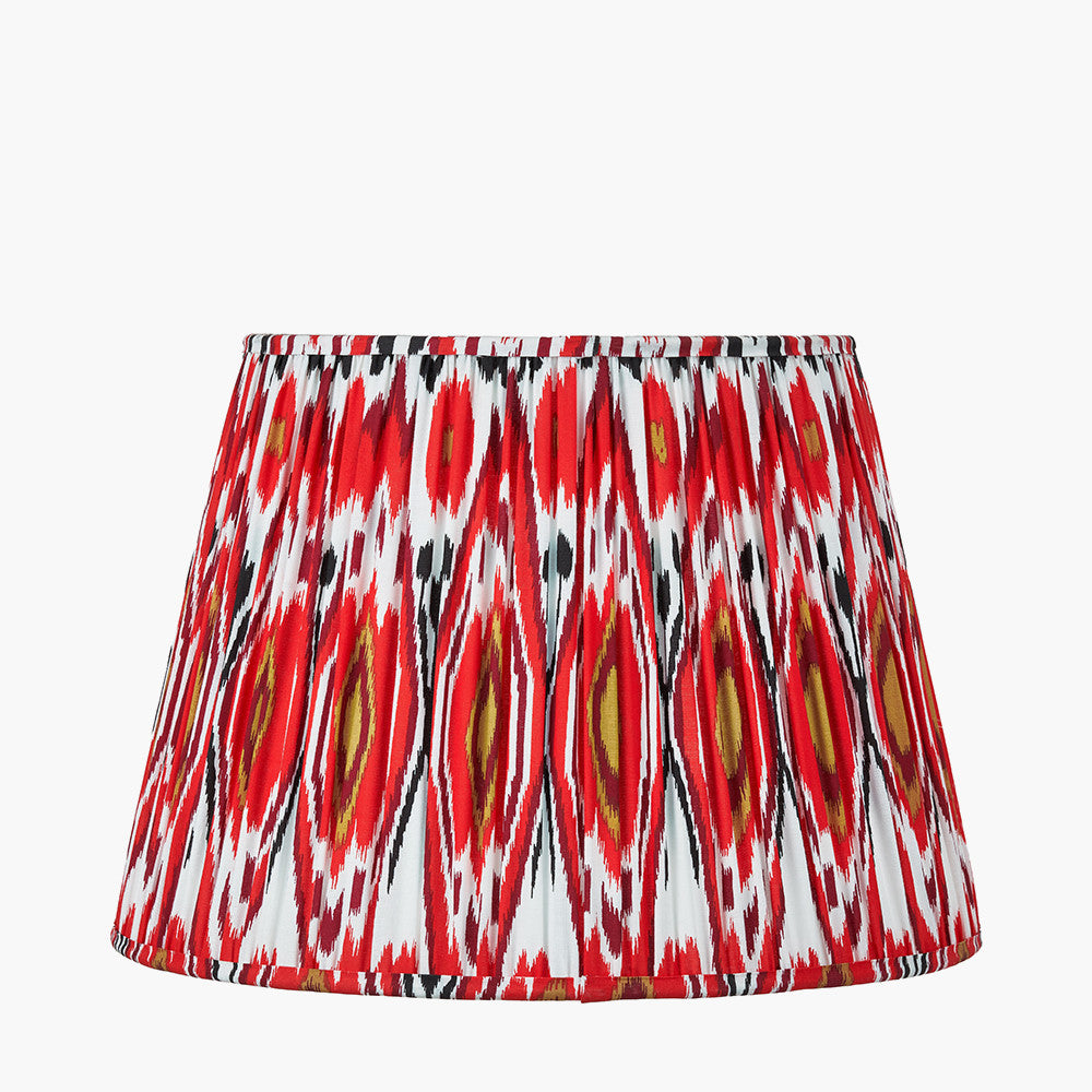 Izara 45cm Red Ikat Pleated Lampshade | Mushroom Pleat Tapered Shade UK