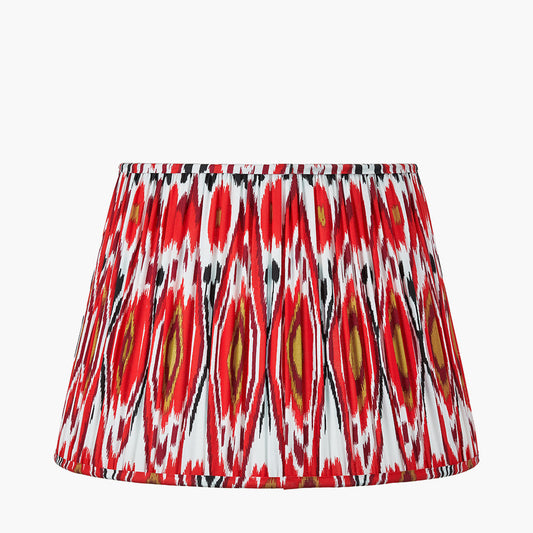 Izara 45cm Red Ikat Pleated Lampshade | Mushroom Pleat Tapered Shade UK