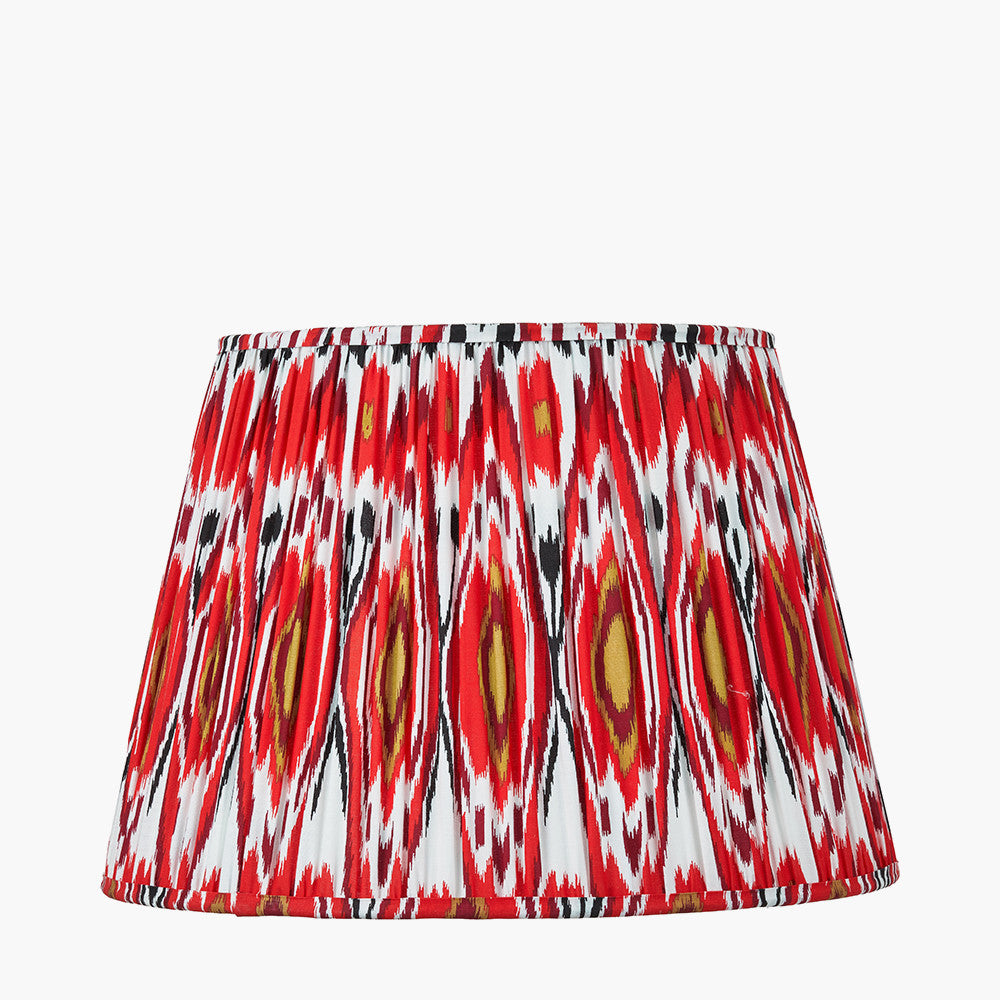 Izara 45cm Red Ikat Pleated Lampshade | Mushroom Pleat Tapered Shade UK