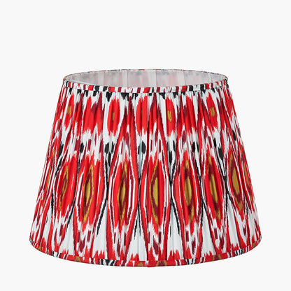 Izara 45cm Red Ikat Pleated Lampshade | Mushroom Pleat Tapered Shade UK