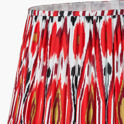 Izara 45cm Red Ikat Pleated Lampshade | Mushroom Pleat Tapered Shade UK