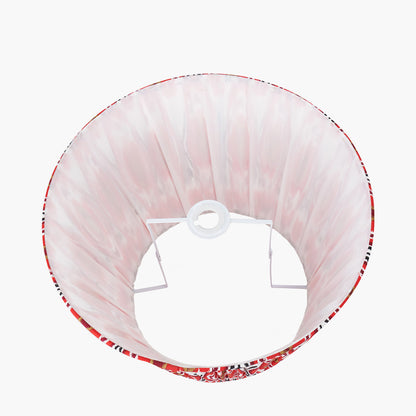 Izara 45cm Red Ikat Pleated Lampshade | Mushroom Pleat Tapered Shade UK