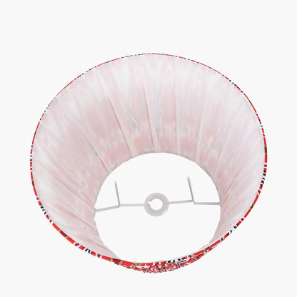 Izara 45cm Red Ikat Pleated Lampshade | Mushroom Pleat Tapered Shade UK