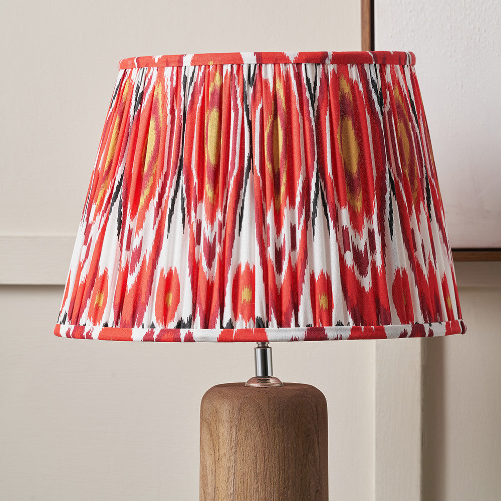 Izara 45cm Red Ikat Pleated Lampshade | Mushroom Pleat Tapered Shade UK
