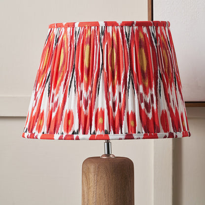 Izara 45cm Red Ikat Pleated Lampshade | Mushroom Pleat Tapered Shade UK