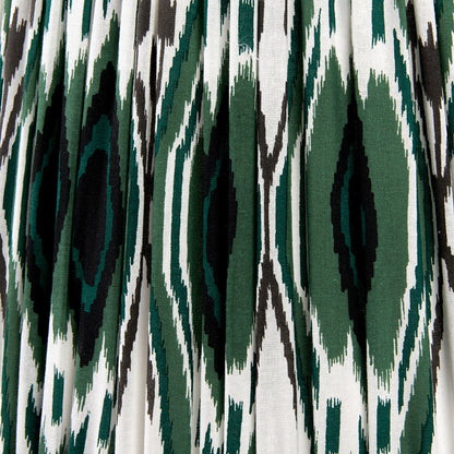 Izara 45cm Racing Green Ikat Patterned Mushroom Pleat Tapered Lampshade – Bold Pattern and Timeless Craftsmanship