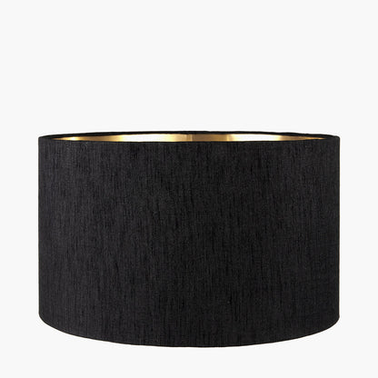 Stellan 35cm Black Slubbed Silk Mix Gold Lined Cylinder Lampshade