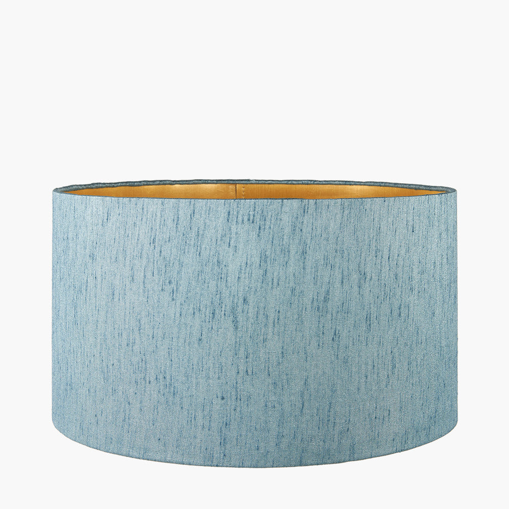 Stellan 35cm Duck Egg Silk Mix Lampshade | Gold Lined Cylinder Shade UK