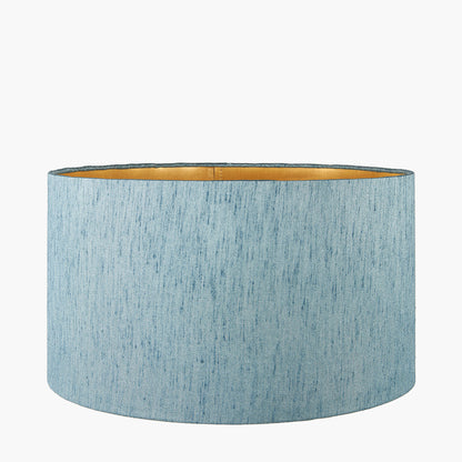 Stellan 35cm Duck Egg Silk Mix Lampshade | Gold Lined Cylinder Shade UK