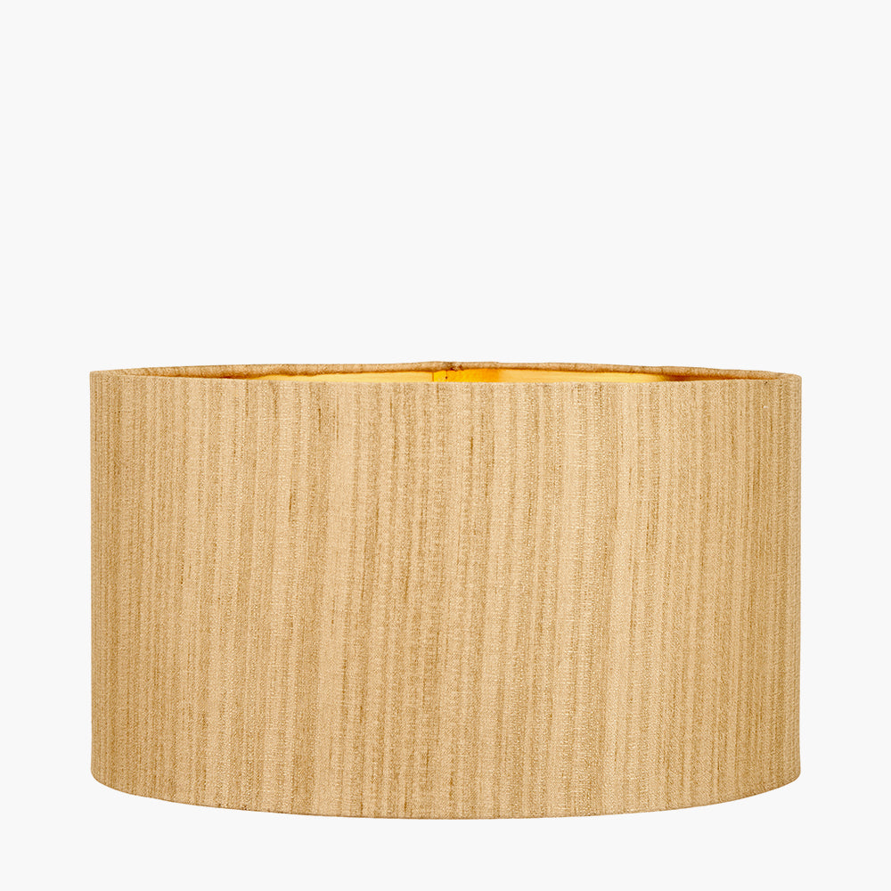 Stellan 35cm Gold Silk Mix Lampshade | Gold Lined Cylinder Light Shade