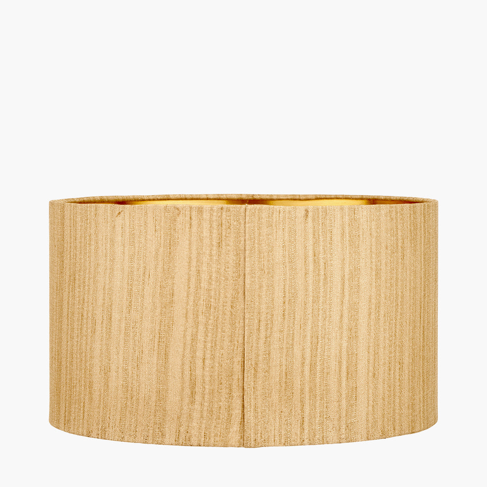 Stellan 40cm Gold Silk Mix Lampshade | Gold Lined Cylinder Light Shade