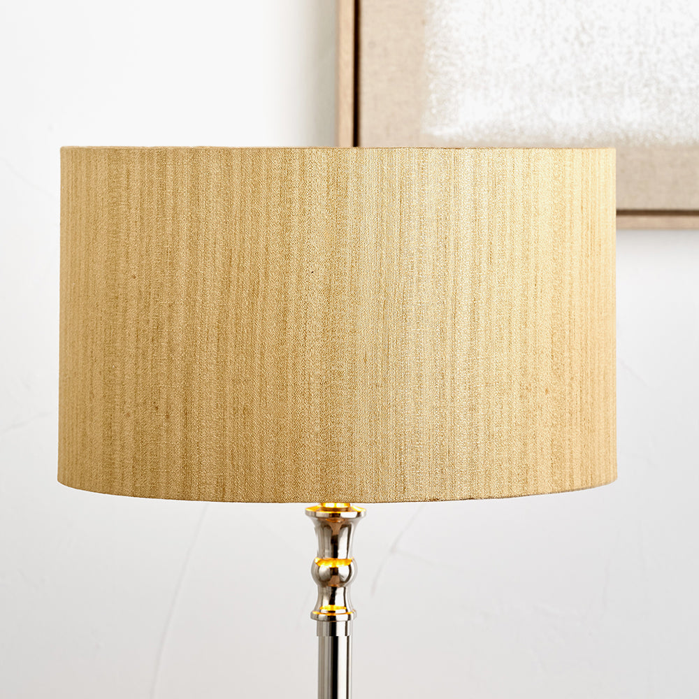 Stellan 40cm Gold Silk Mix Lampshade | Gold Lined Cylinder Light Shade