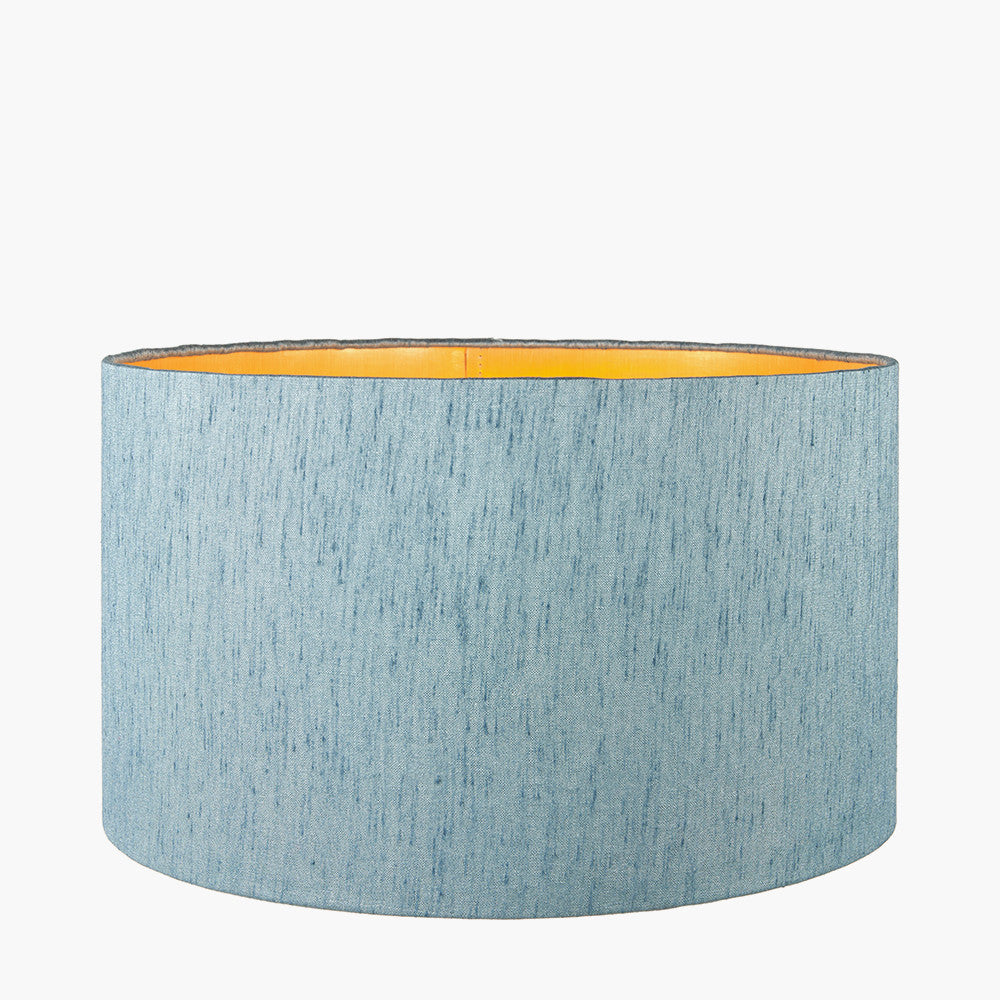 Stellan 45cm Duck Egg Silk Mix Lampshade | Gold Lined Cylinder Light Shade