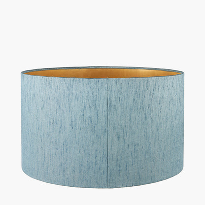 Stellan 40cm Duck Egg Silk Mix Lampshade | Gold Lined Cylinder Light Shade