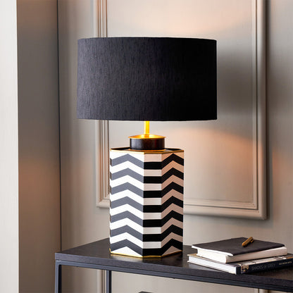 Stellan 30cm Black Slubbed Silk Mix Gold Lined Cylinder Lampshade