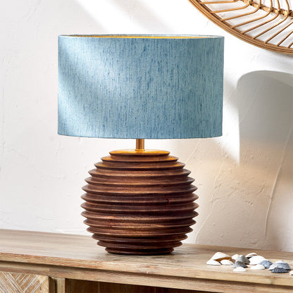 Stellan 40cm Duck Egg Silk Mix Lampshade | Gold Lined Cylinder Light Shade