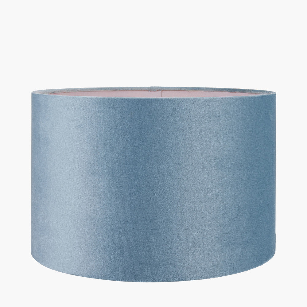 Rene 35cm Duck Egg Velvet Cylinder Lampshade