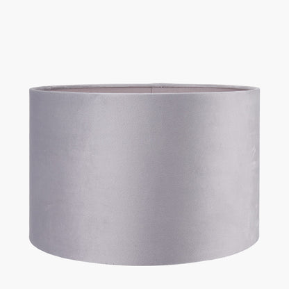Rene 35cm Light Grey Velvet Cylinder Lampshade