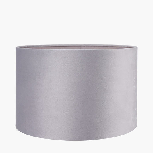 Rene 35cm Light Grey Velvet Cylinder Lampshade