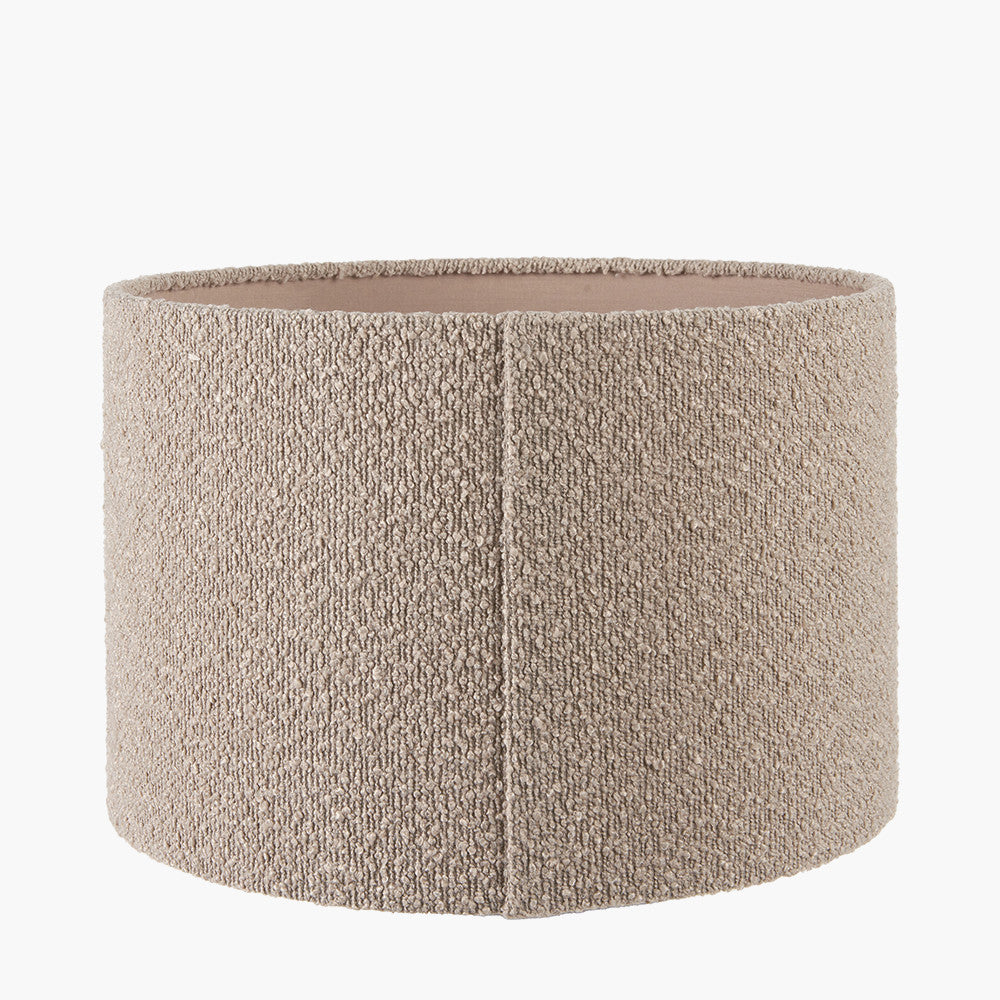 Rouen 30cm Taupe Bouclé Cylinder Lampshade – Soft Texture and Effortless Modern Style