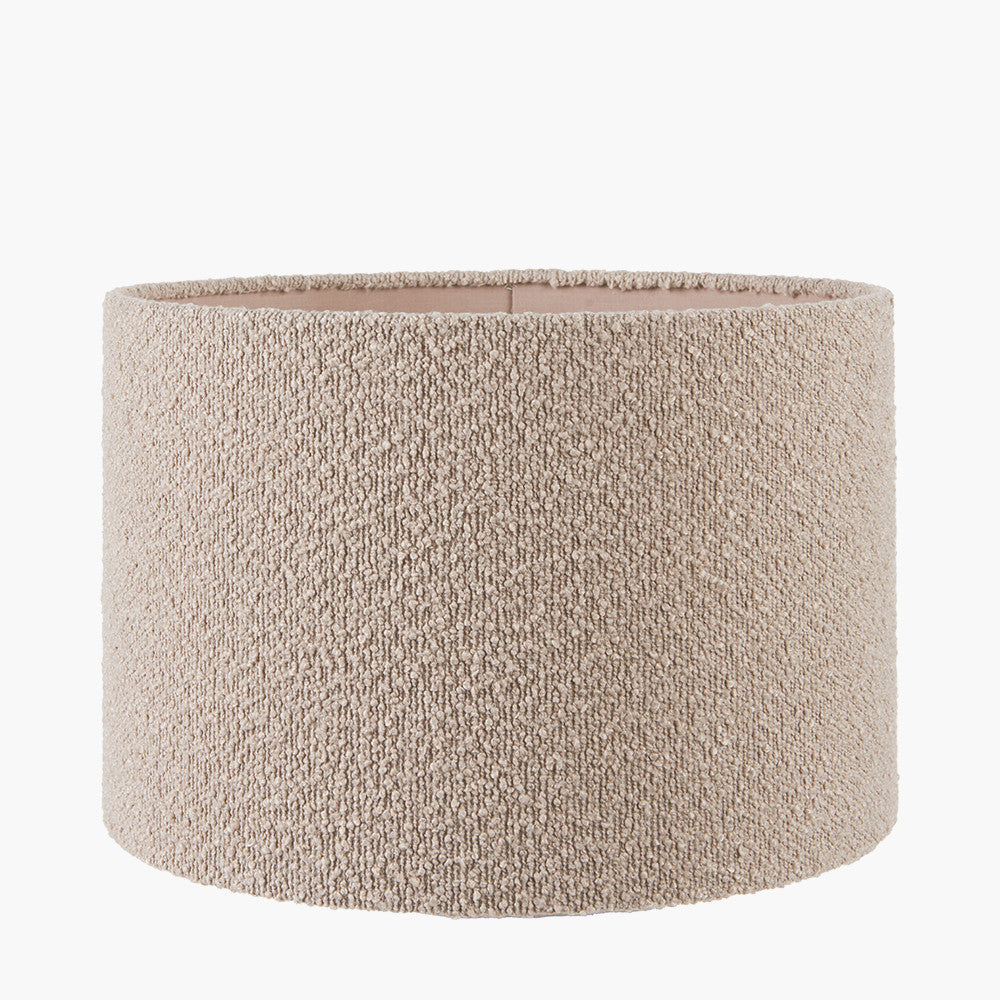 Rouen 30cm Taupe Bouclé Cylinder Lampshade – Soft Texture and Effortless Modern Style