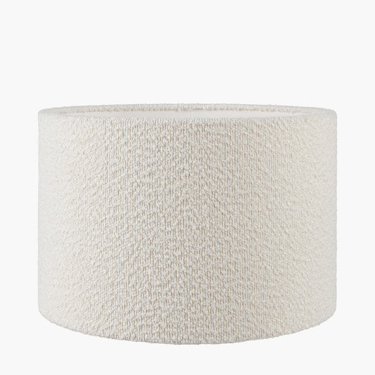 Rouen 40cm White Boucle Cylinder Lampshade | Modern Textured Shade