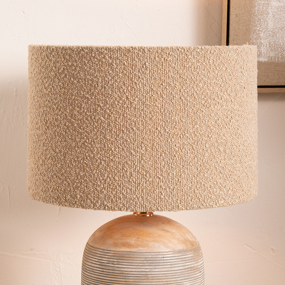 Rouen 30cm Taupe Bouclé Cylinder Lampshade – Soft Texture and Effortless Modern Style