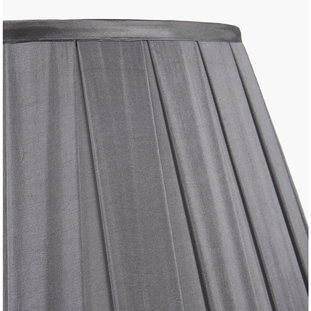 Maya 45cm Steel Grey Silk Box Pleat Tapered Lampshade