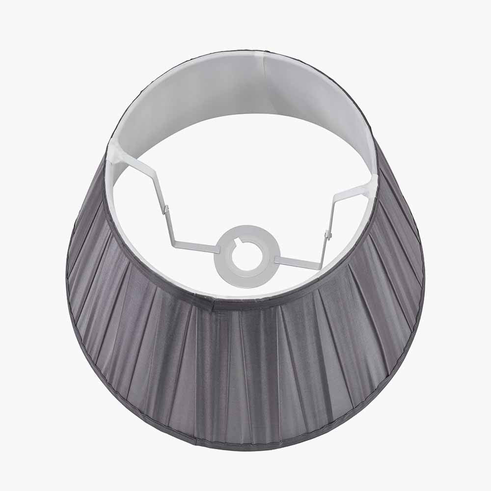 Maya 45cm Steel Grey Silk Box Pleat Tapered Lampshade
