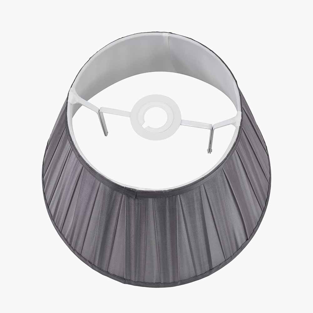 Maya 45cm Steel Grey Silk Box Pleat Tapered Lampshade