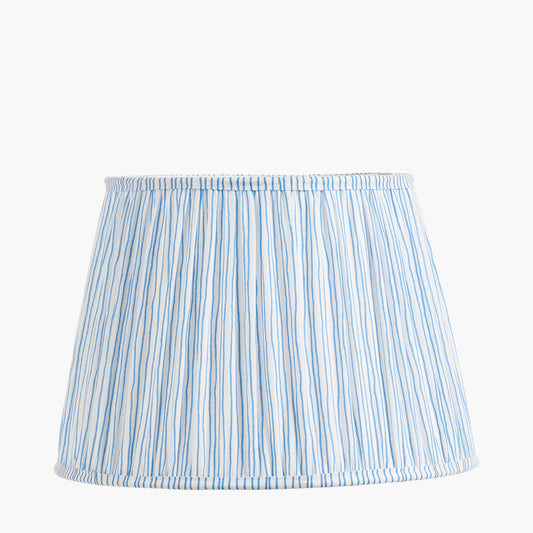 Thiago 35cm Ocean Blue Stripe Mushroom Pleat Tapered Lampshade – Coastal Charm with Timeless Texture