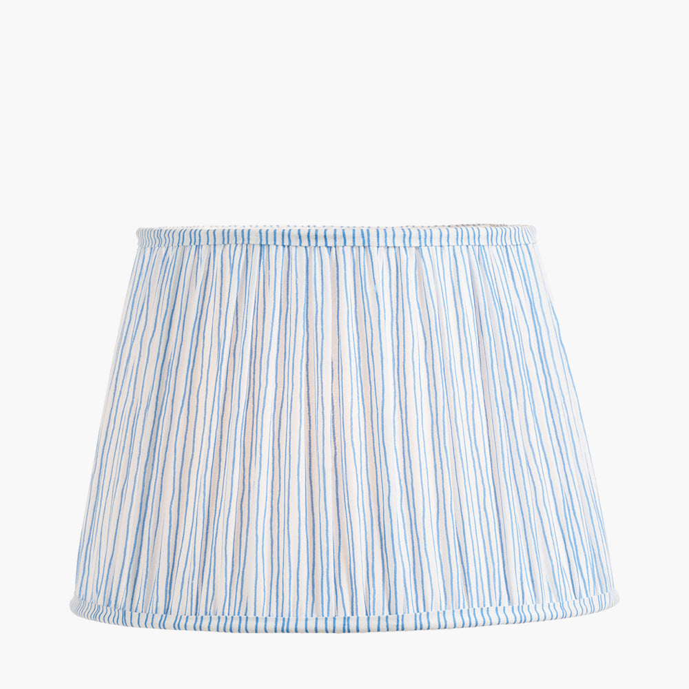 Thiago 35cm Ocean Blue Stripe Mushroom Pleat Tapered Lampshade – Coastal Charm with Timeless Texture