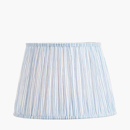 Thiago 35cm Ocean Blue Stripe Mushroom Pleat Tapered Lampshade – Coastal Charm with Timeless Texture