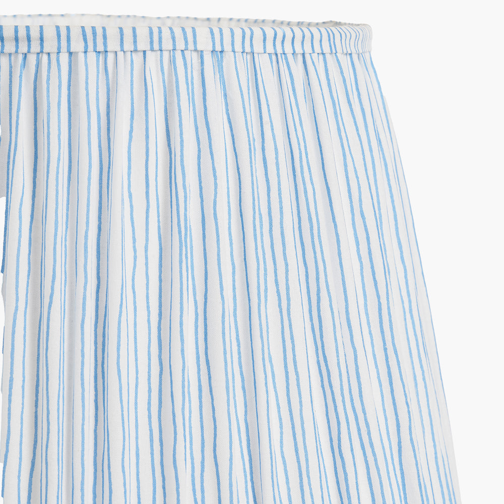 Thiago 35cm Ocean Blue Stripe Mushroom Pleat Tapered Lampshade – Coastal Charm with Timeless Texture