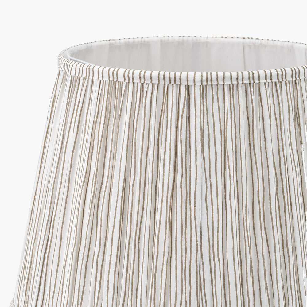 Thiago 40cm Natural Stripe Mushroom Pleat Lampshade | Tapered Pleated Shade
