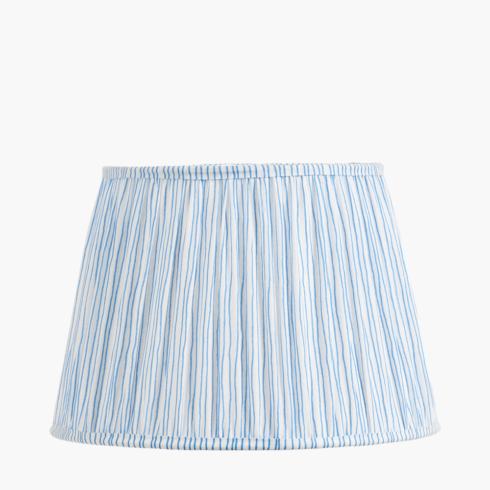 Thiago 40cm Ocean Blue Stripe Mushroom Pleat Lampshade | Tapered Pleated Shade