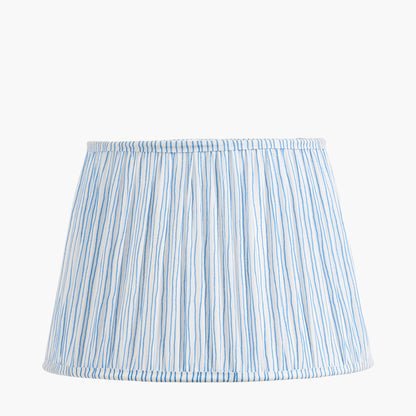 Thiago 40cm Ocean Blue Stripe Mushroom Pleat Lampshade | Tapered Pleated Shade