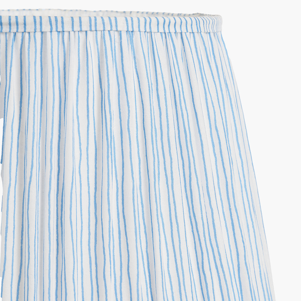 Thiago 40cm Ocean Blue Stripe Mushroom Pleat Lampshade | Tapered Pleated Shade
