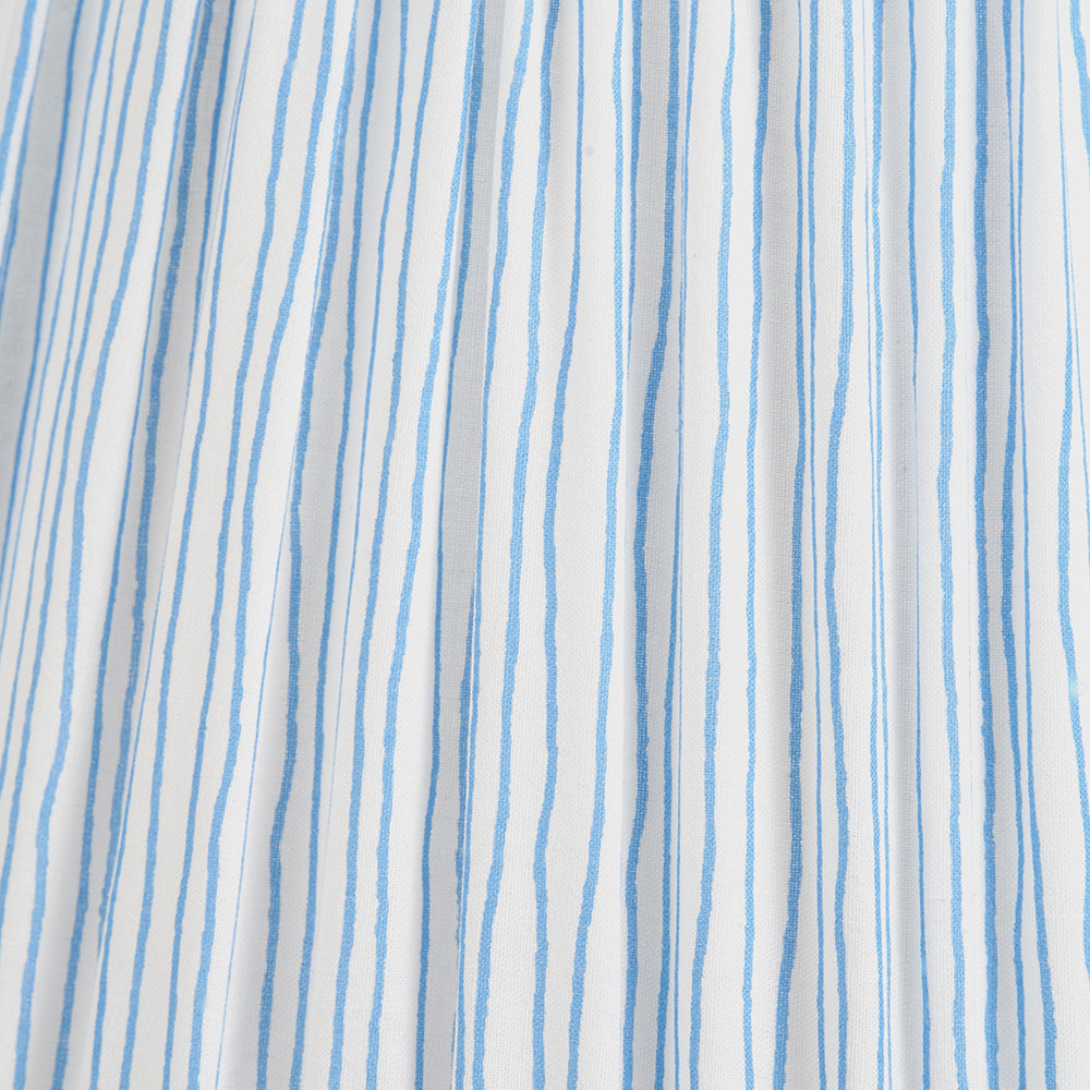 Thiago 40cm Ocean Blue Stripe Mushroom Pleat Lampshade | Tapered Pleated Shade
