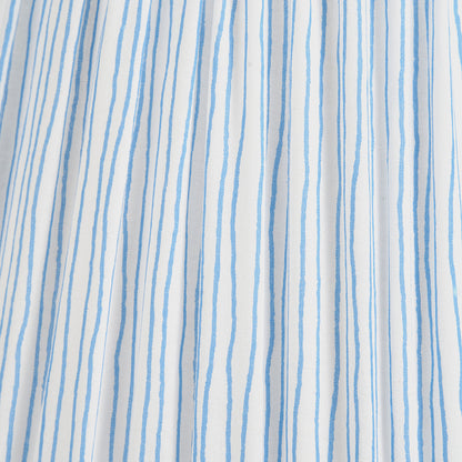 Thiago 40cm Ocean Blue Stripe Mushroom Pleat Lampshade | Tapered Pleated Shade
