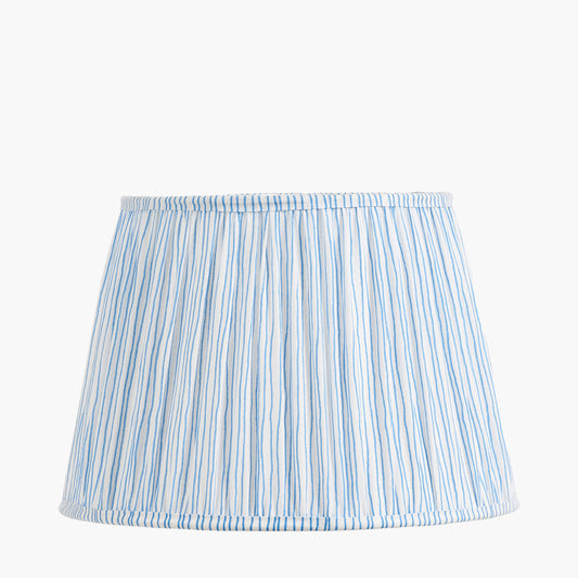 Thiago 45cm Ocean Blue Stripe Mushroom Pleat Lampshade | Large Tapered Lamp