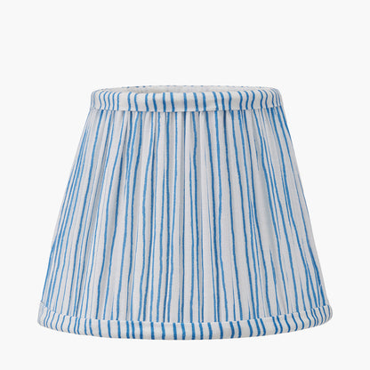 Thiago 16cm Ocean Blue Stripe Mushroom Pleat Tapered Lampshade – Coastal Charm for UK Homes