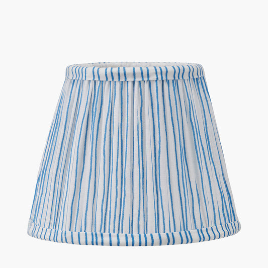 Thiago 16cm Ocean Blue Stripe Mushroom Pleat Tapered Lampshade – Coastal Charm for UK Homes