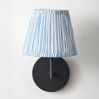 Thiago 16cm Ocean Blue Stripe Mushroom Pleat Tapered Lampshade – Coastal Charm for UK Homes