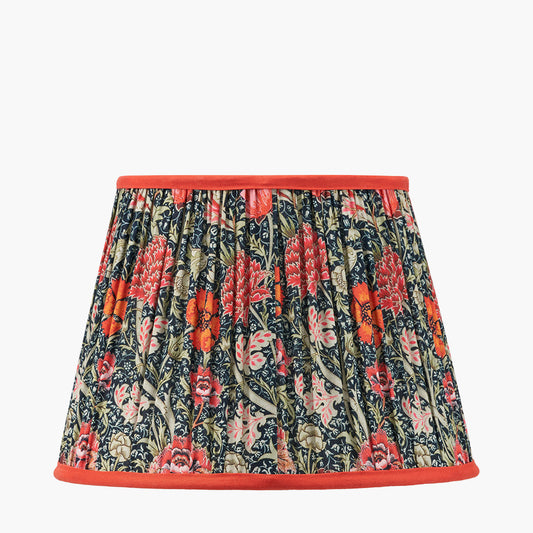 Floressa 30cm Red Floral Patterned Mushroom Pleat Tapered Lampshade – Classic Form and Vibrant Detailing