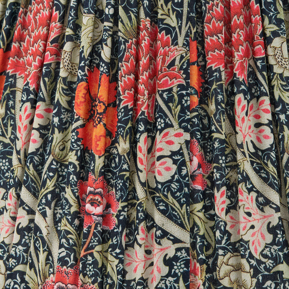 Floressa 30cm Red Floral Patterned Mushroom Pleat Tapered Lampshade – Classic Form and Vibrant Detailing