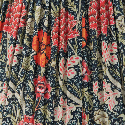 Floressa 30cm Red Floral Patterned Mushroom Pleat Tapered Lampshade – Classic Form and Vibrant Detailing