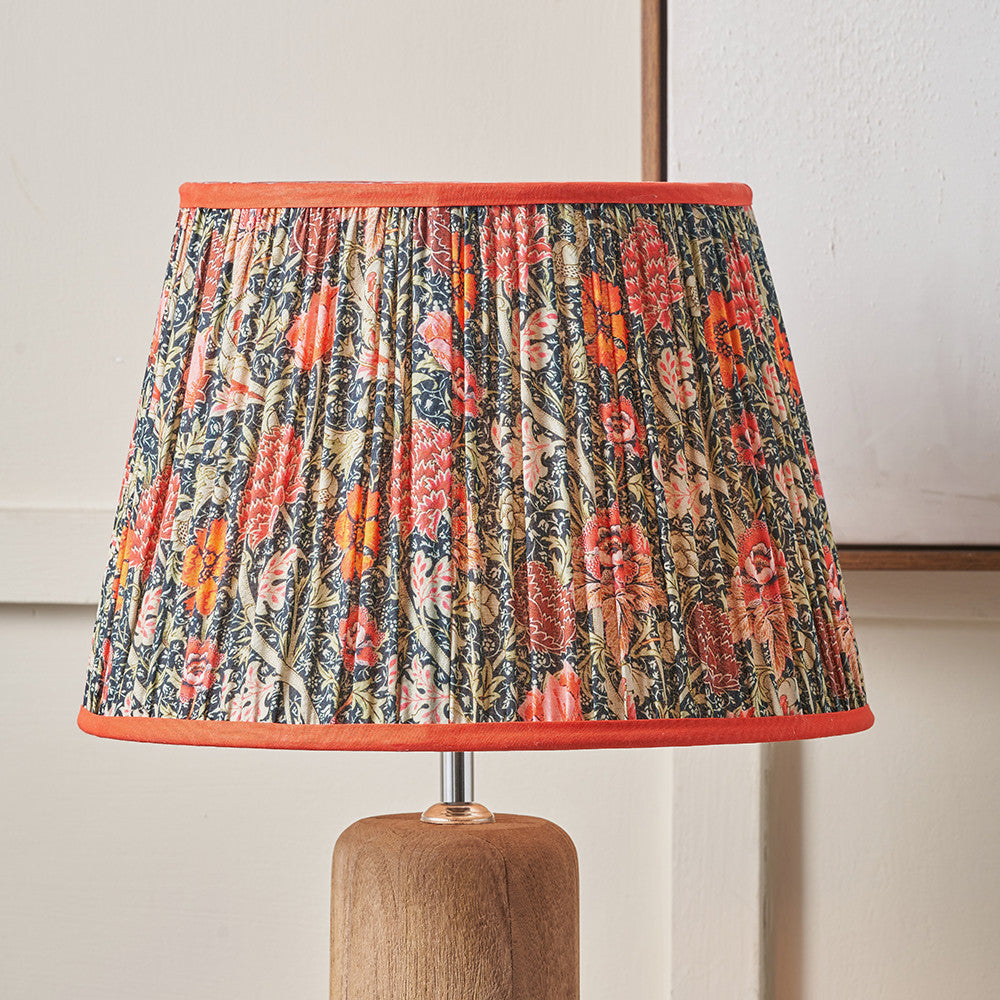 Floressa 30cm Red Floral Patterned Mushroom Pleat Tapered Lampshade – Classic Form and Vibrant Detailing