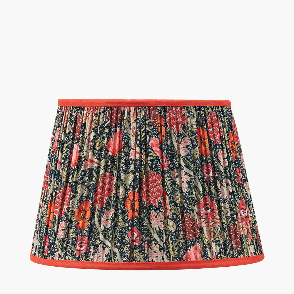Floressa 35cm Red Floral Patterned Mushroom Pleat Tapered Lampshade – Refined Craftsmanship and Floral Elegance